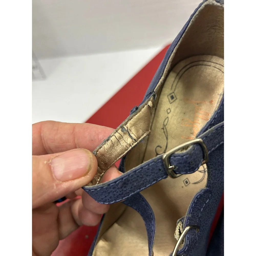 Seychelles Textured Mary Jane Heels 6.5M Navy Essie Double Strap Retro Pinup Mod